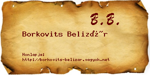 Borkovits Belizár névjegykártya